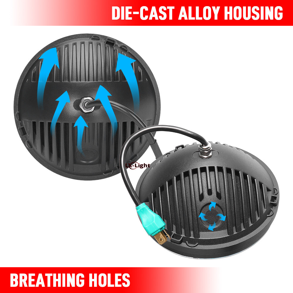 Newest 7″ Round Led Headlight Hi-Lo for Jeep Wrangler JK LJ TJ for Chevy C10 C20