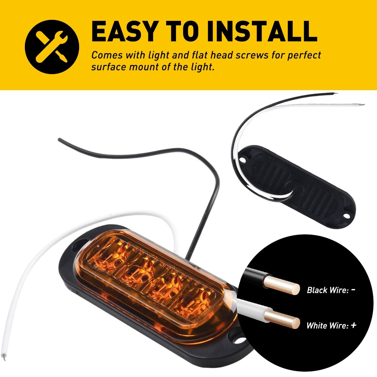 4PCS 4LED Front Rear Side Marker Clearance Indicators Light Lamp Amber + Red