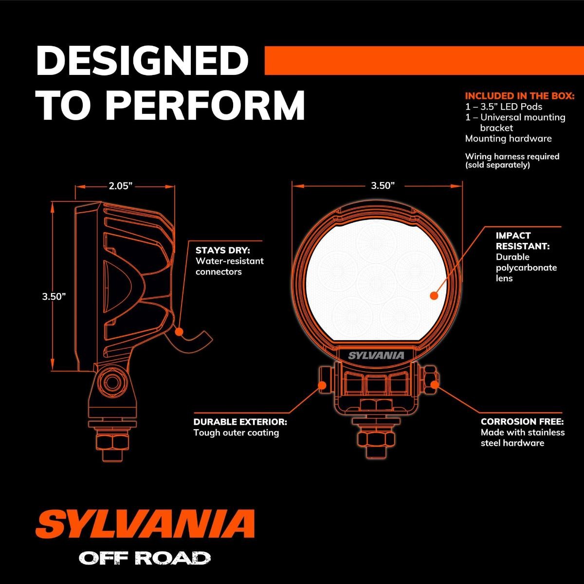 SYLVANIA – Rugged 3.5 Inch Round LED Light Pod – Lifetime Limited Warranty | LED