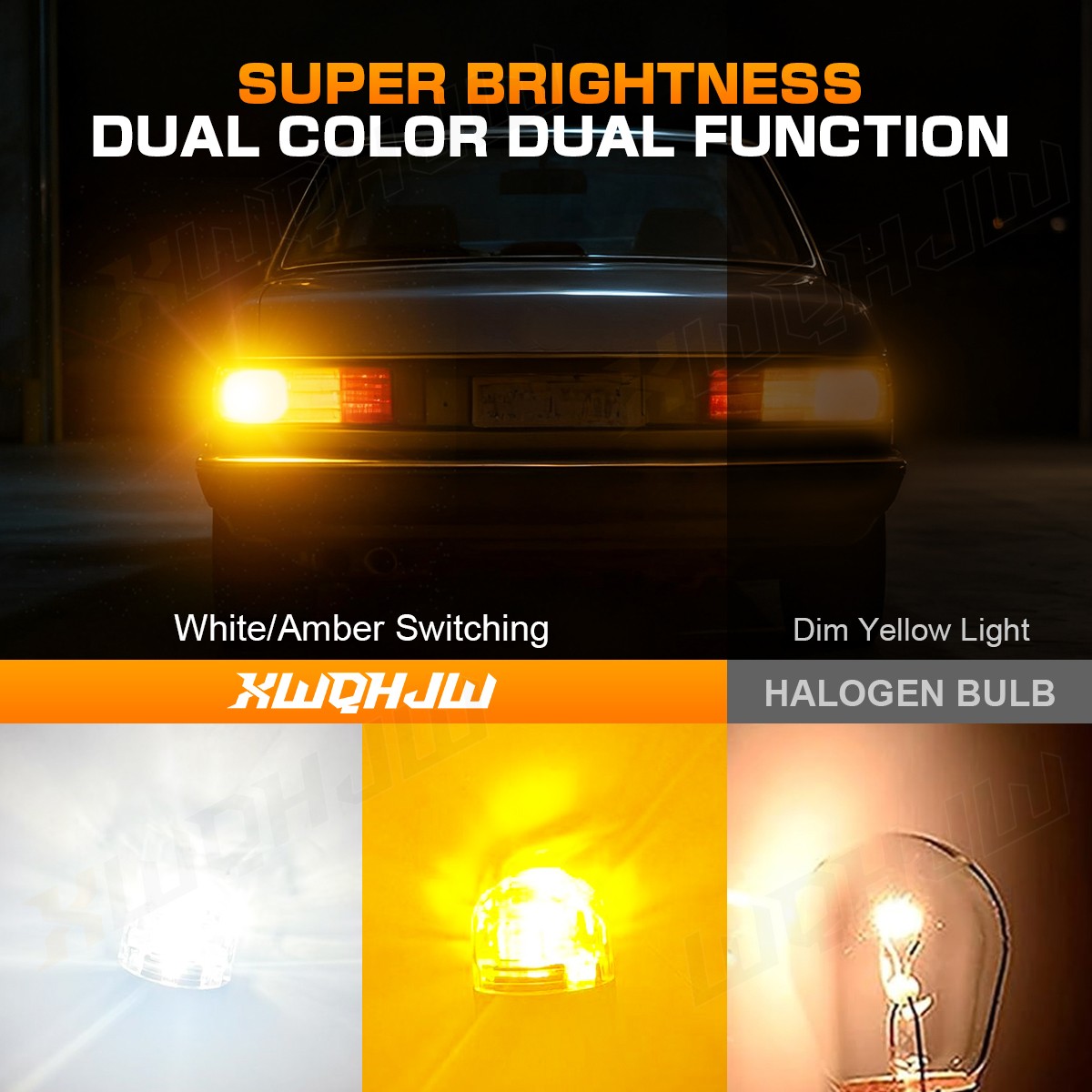 White/Amber High Power 16-SMD 7443 Switchback LED Bulbs For Turn Signal Lights