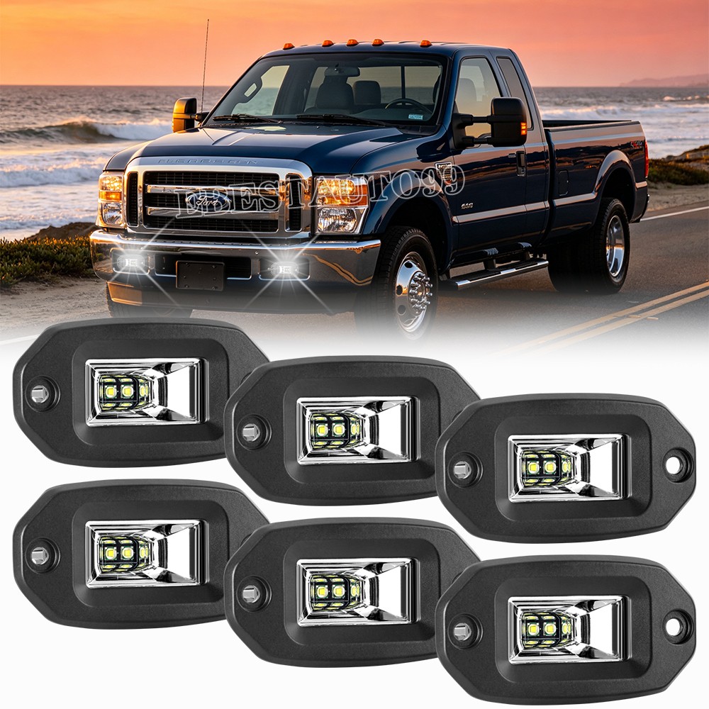 4″ Flush Mount LED Pods Work Light Bar Flood Driving Reverse Off Road UTE 12V