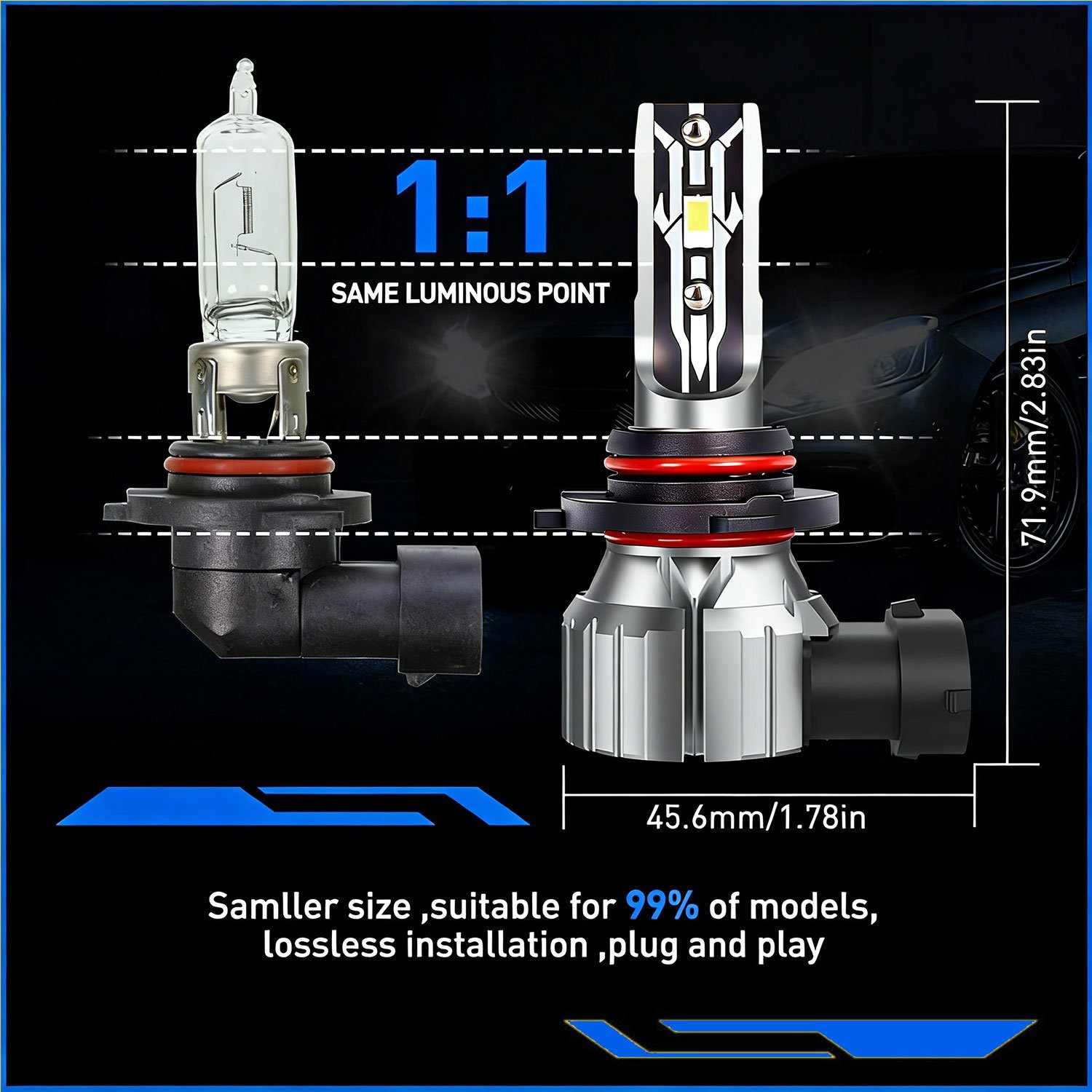 Combo 9005+H11 LED Headlight Super Bright Bulbs Kit White 720000LM High/Low Beam