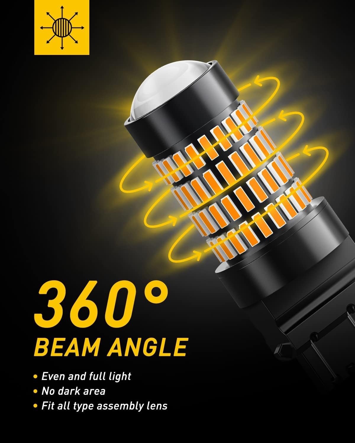 High Power 3056 Amber LED Blinker Bulbs – 1/3 Energy Consumption & Brightness
