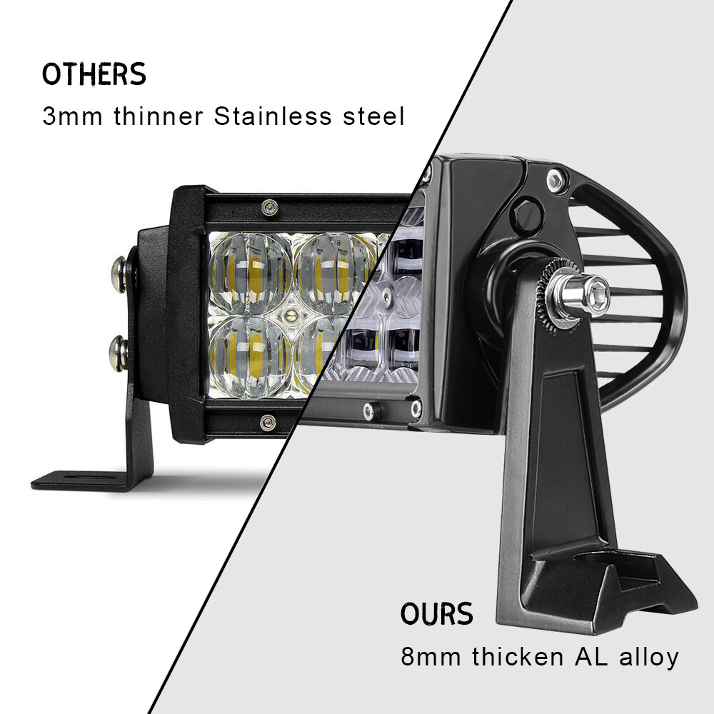 2x LED Light Bar Mounting Brackets 360° Side Rotating Al Alloy Holder Universal