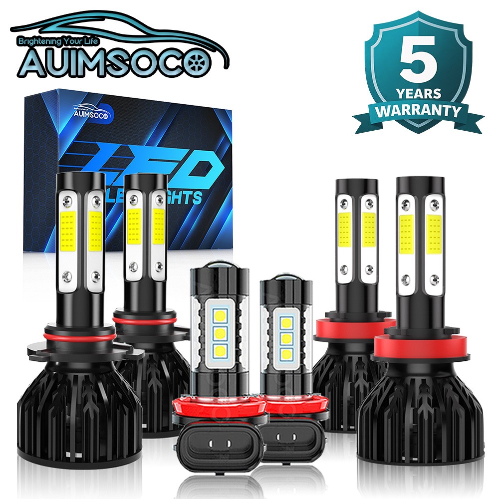 LED Headlight Bulbs 9005 H11 Hi/Lo & H11 Fog 6Pcs Combo 6000K 20000LM Set