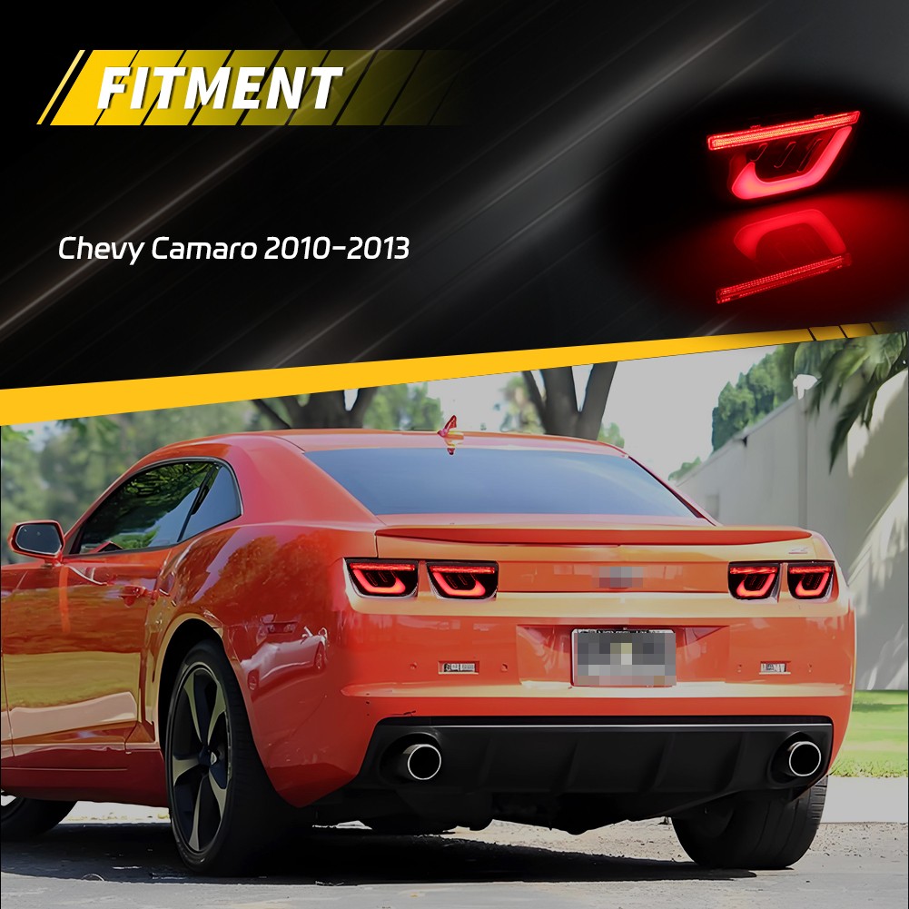 4PCS Smoked Lens Red LED Rear Tail Brake Light Lamps For 2010-2013 Chevy Camaro