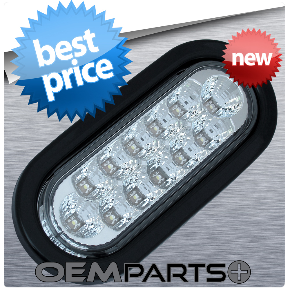 1Pc New 6″ Oval Clear White LED Grommet Mount Light Reverse Back-Up Light Truck