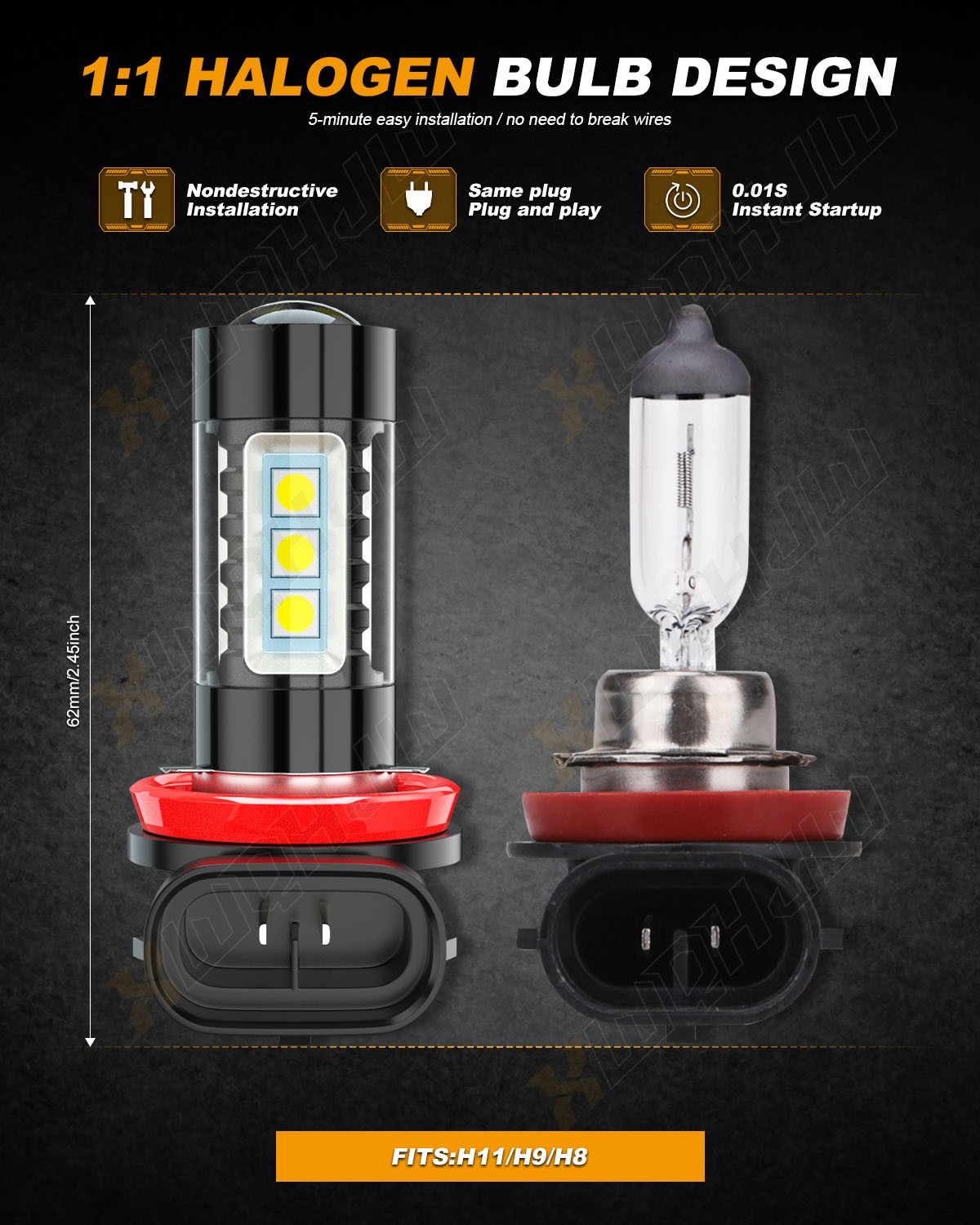 For Suzuki Swift 2007-2015 H4 LED Headlight Hi Lo Beam H11 Fog Light Bulb Combo
