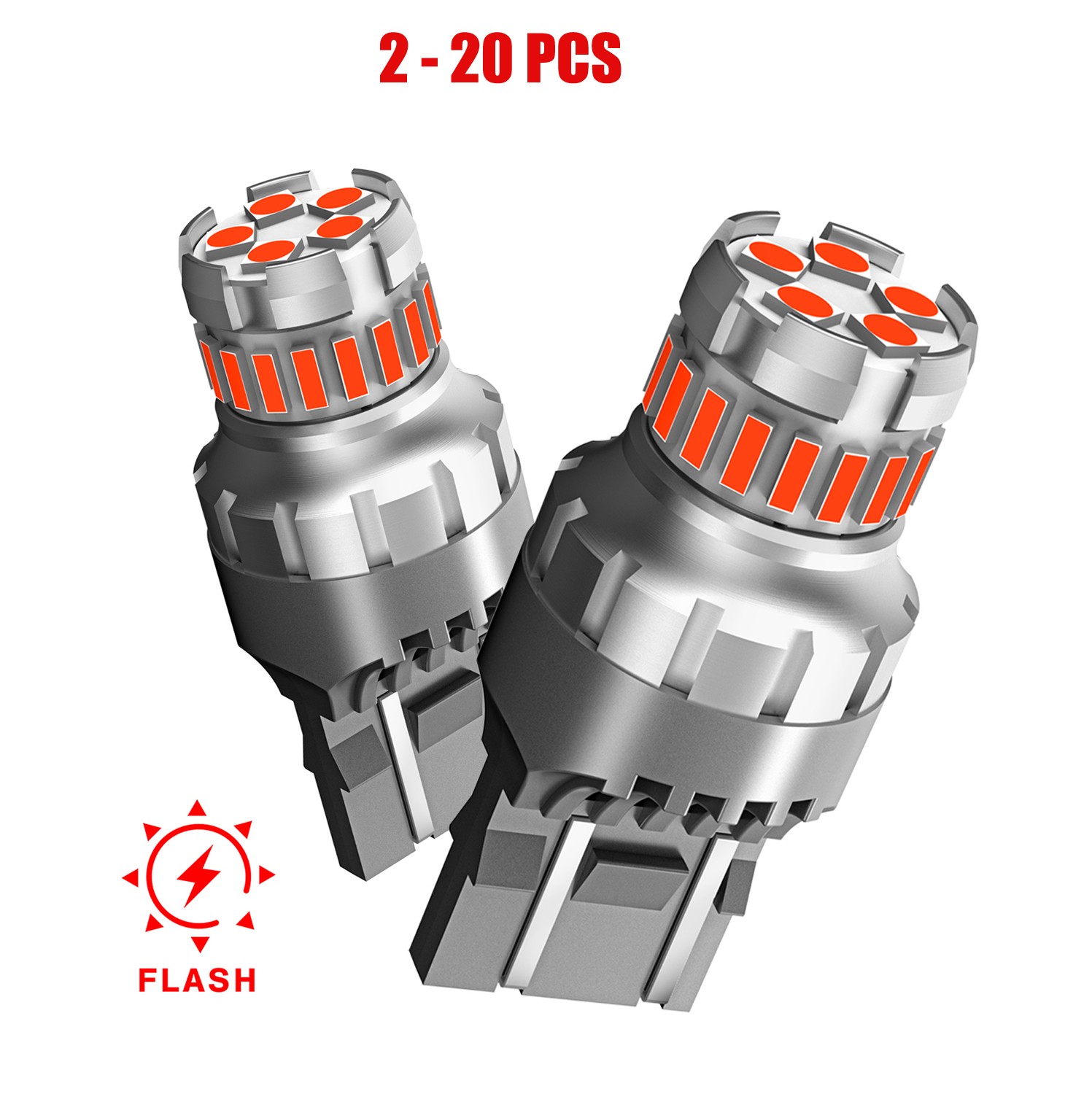 7443 LED Red Strobe Flash Turn Signal Brake Stop Tail Parking Light Bulbs 2-20x
