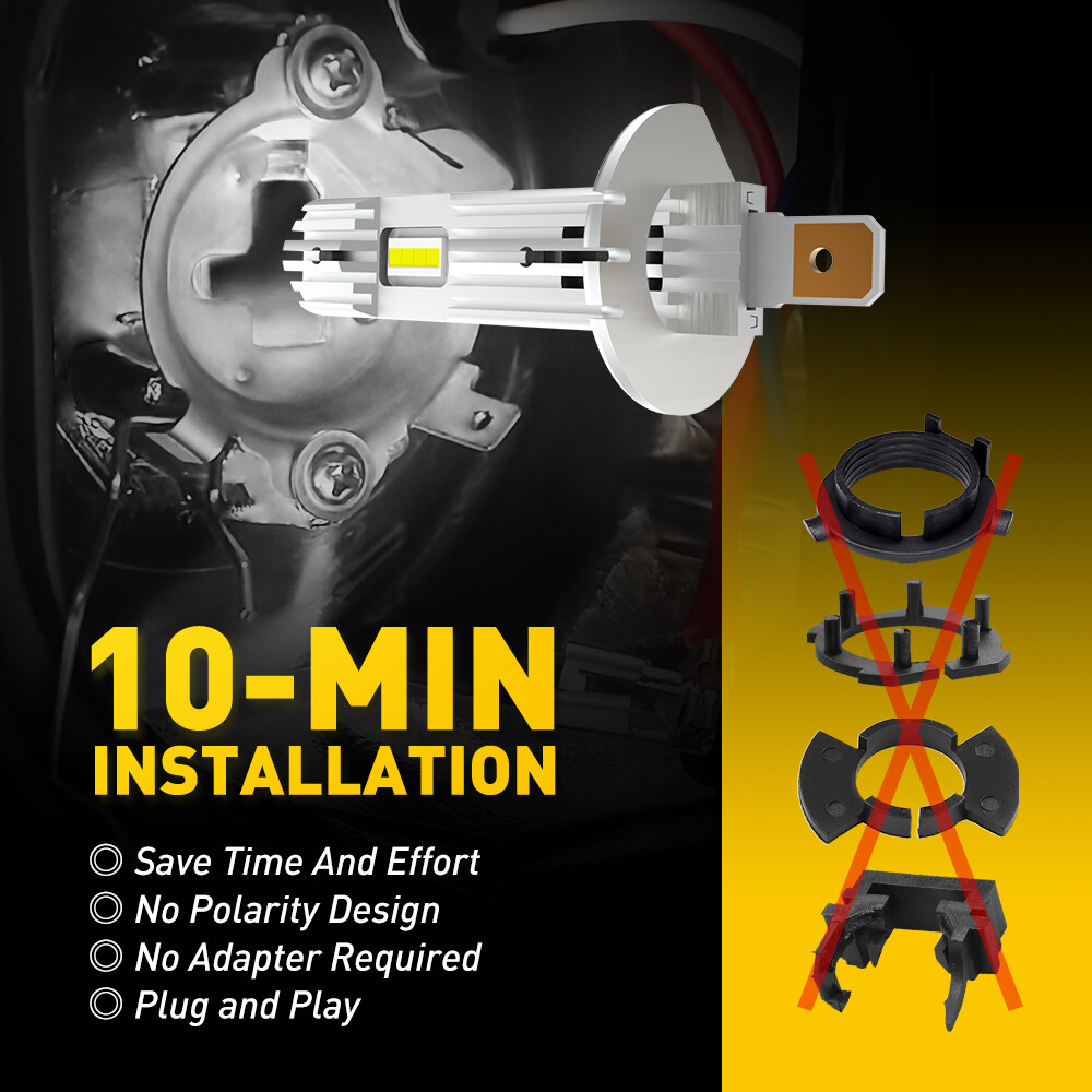 2X AUXITO H1 LED Headlight High Low Bulb Kit 20000LM 6500K White ERROR FREE EOA