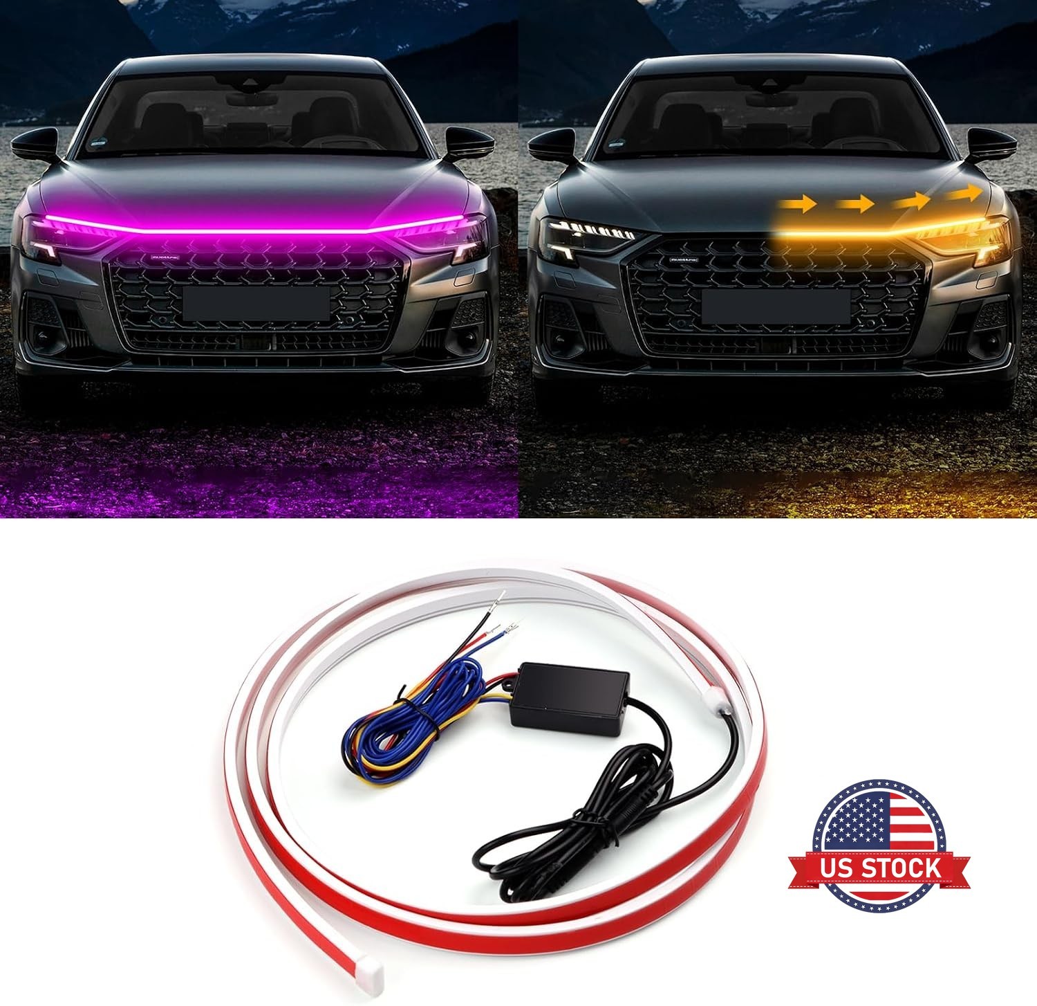 For 2M Flexible Dual Tone Pink Yellow Day Running Light
