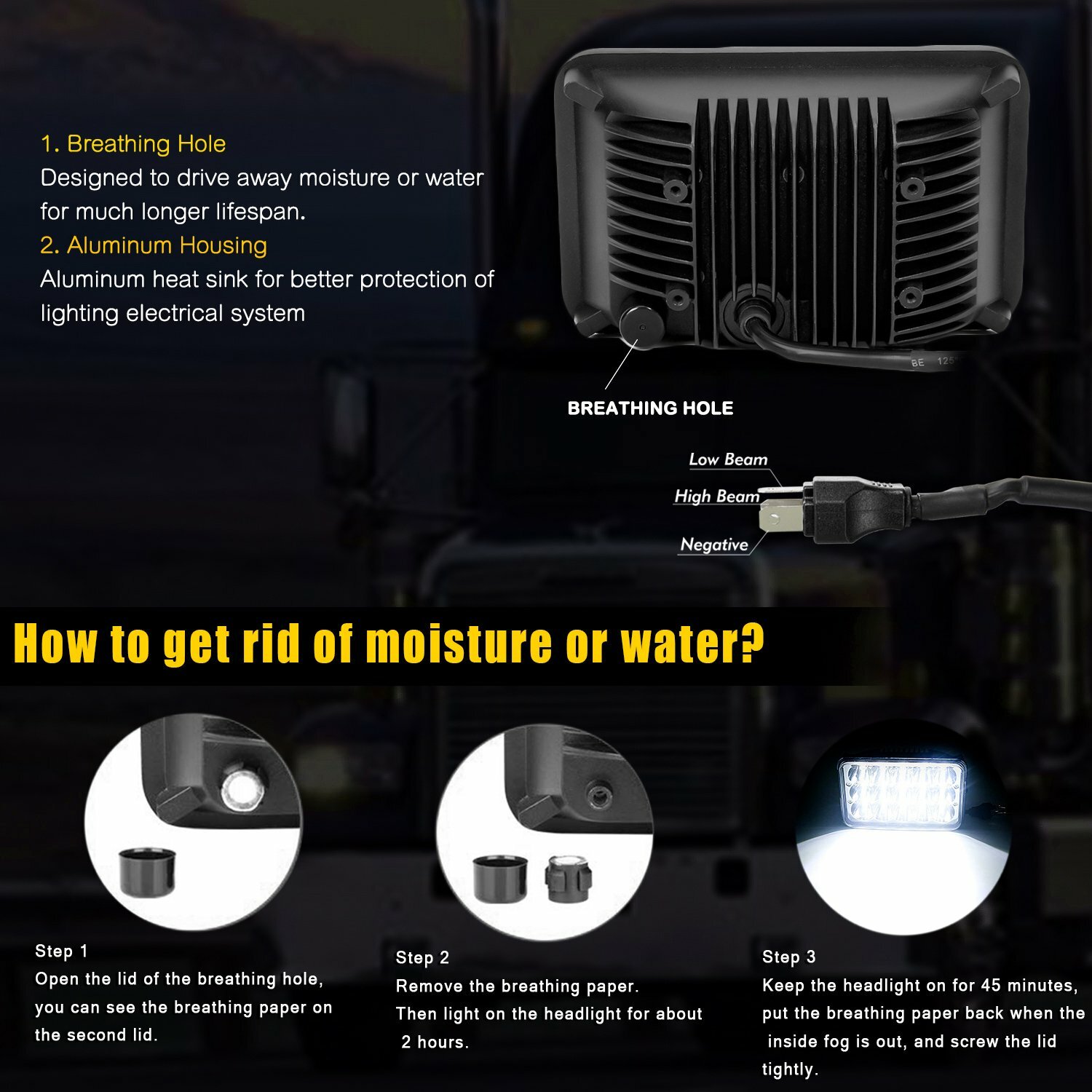 Pair 4X6“ LED Work Lights Spot Lamp Driving Fog Headlight + Mounting Brackets