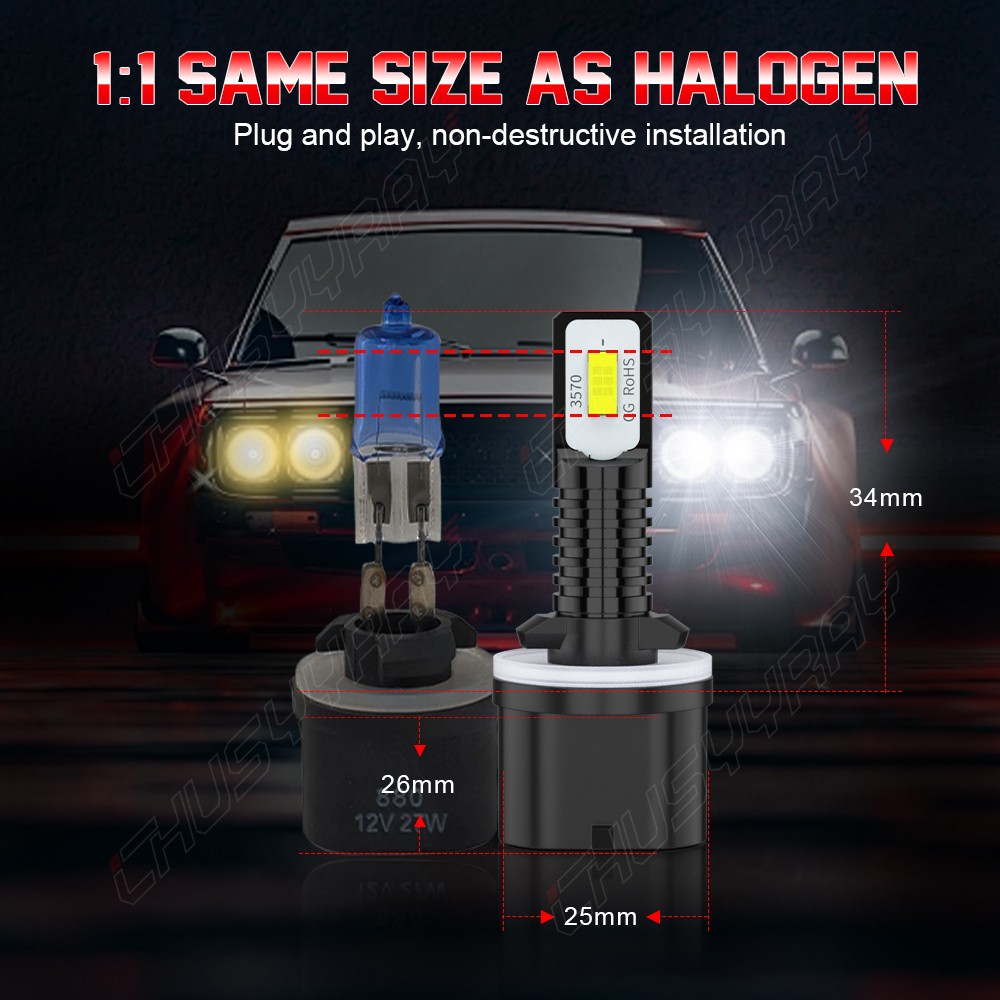 LED Headlight Bulbs Hi/Lo Fog Beam For Chevrolet Silverado 2500 1999-2002 White