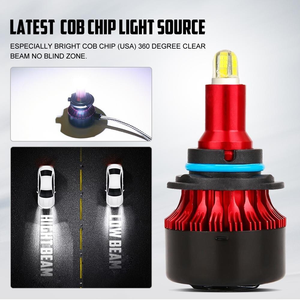 360° LED Headlight Kits Low Beam Bulbs 9006 FOG Lights 6500K Clear Cool White