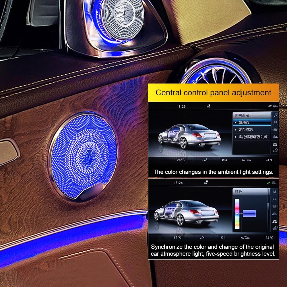 64 Color LED Speaker Cover Ambient Light For Mercedes Benz W205 w222 W464 W213