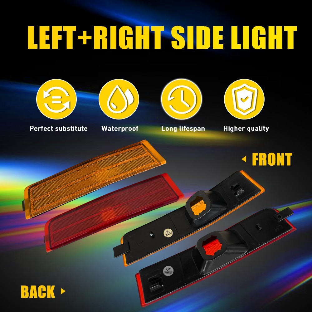 Pair Left Right Amber Front Bumper Side Marker Light For 2007-2010 Lincoln MKX