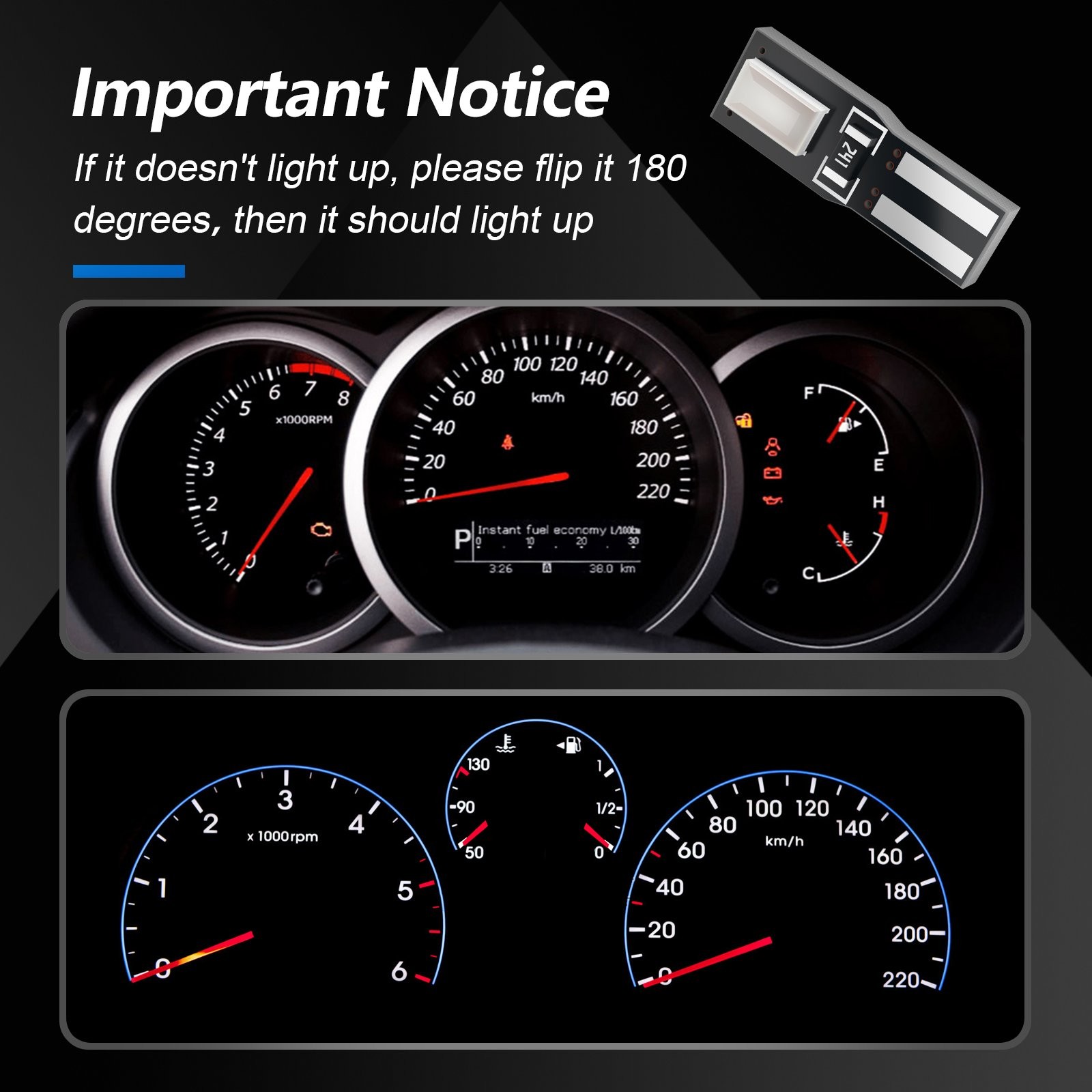 10X Blue T5 74 5630-SMD LED Speedometer Instrument Panel Cluster Gauge Lights