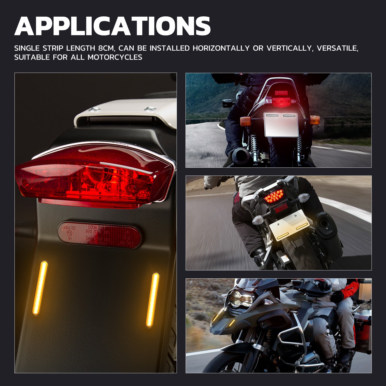 Flowing LED Strip Lights Motorcycle Turn Signal For Honda Suzuki Yamaha Kawasaki