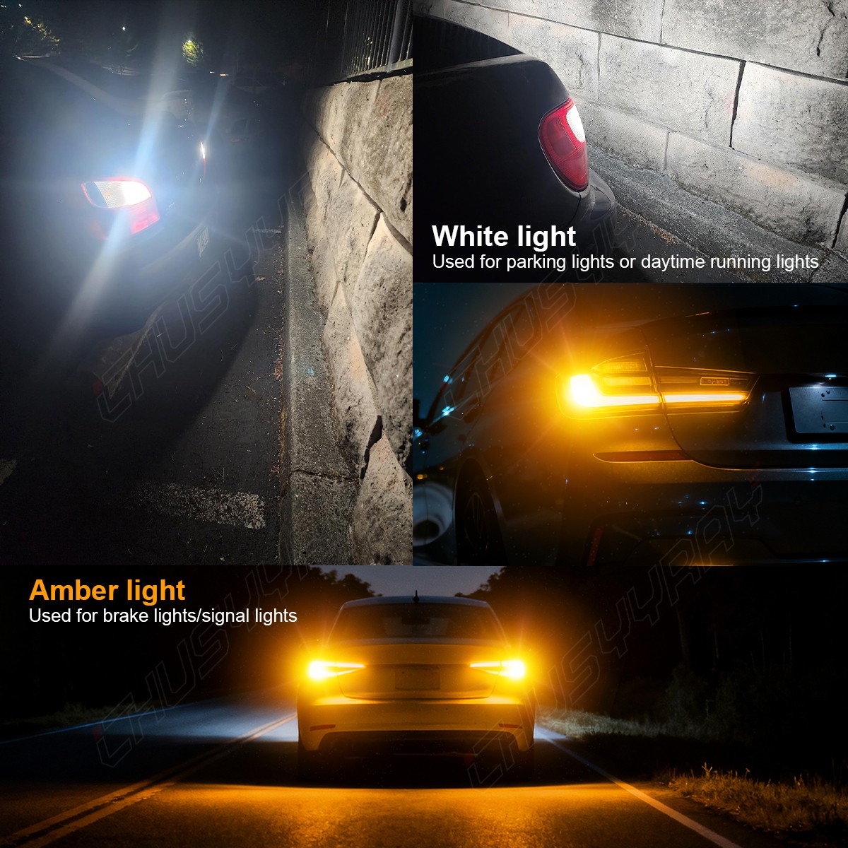 White/Amber High Power 16-SMD 7443 Switchback LED Bulbs FIT Turn Signal Lights
