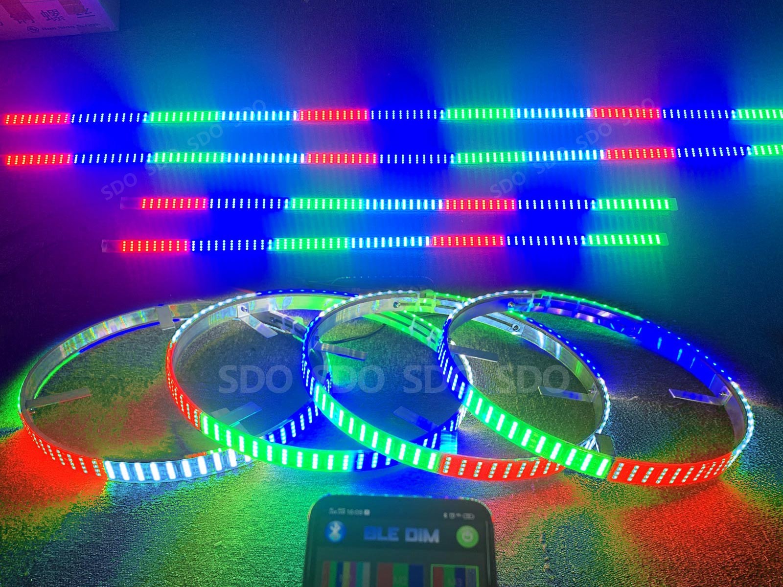 2/3/4 Row 15.5“ 17.5“ Chasing LED Wheel Lights + Underglow LED Strips 8PCS Kit