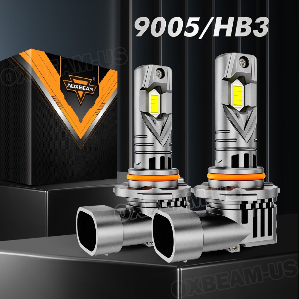 AUXBEAM 9005 9006 H11 9012 CANBUS LED Headlight Bulbs High / Low Beam 6500K Fan