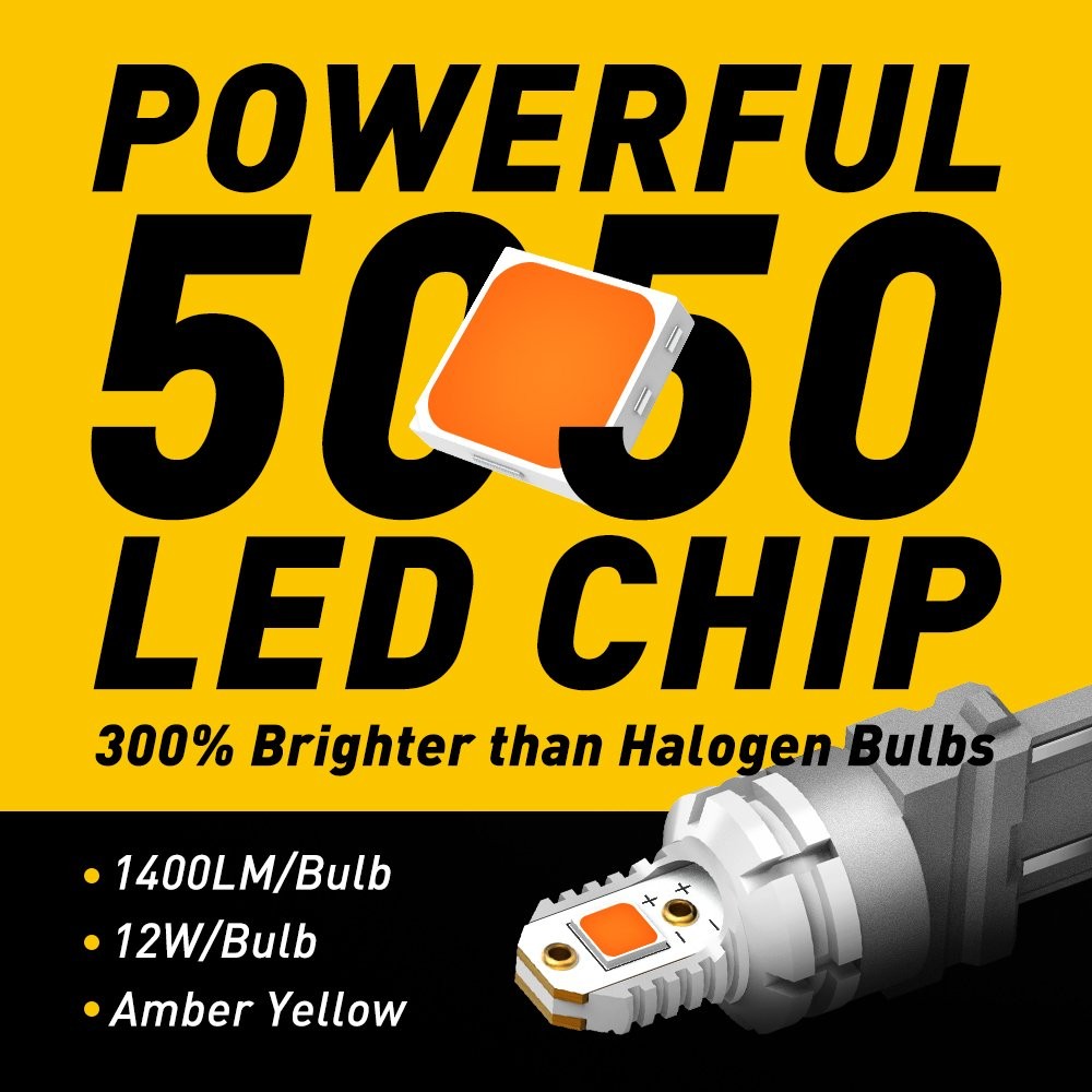 Amber Yellow LED Front Turn Signal 3157 3457 Light Bulb for Ford F-150 1990-2014