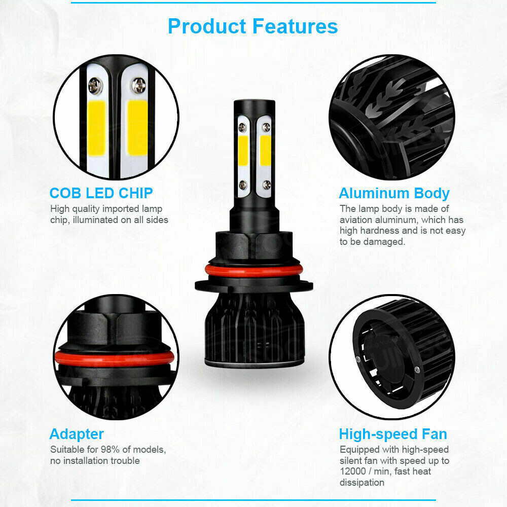 For Subaru Legacy 2000-2004 9007+H3 LED Headlight Hi/Low +Fog Light Bulbs 6000K
