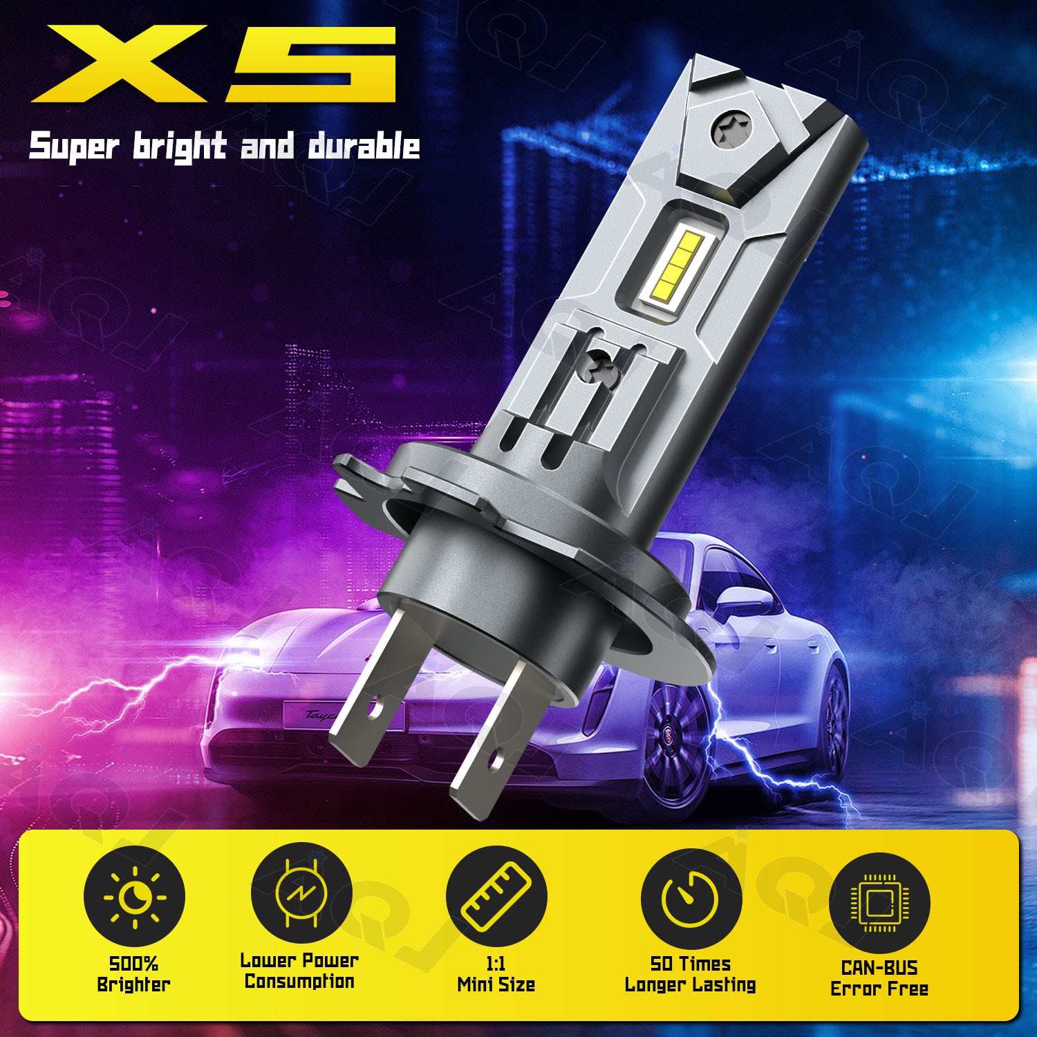 For Hyundai Tucson 2016-2019 LED Headlight High Low Beam Bulbs Combo Clear White