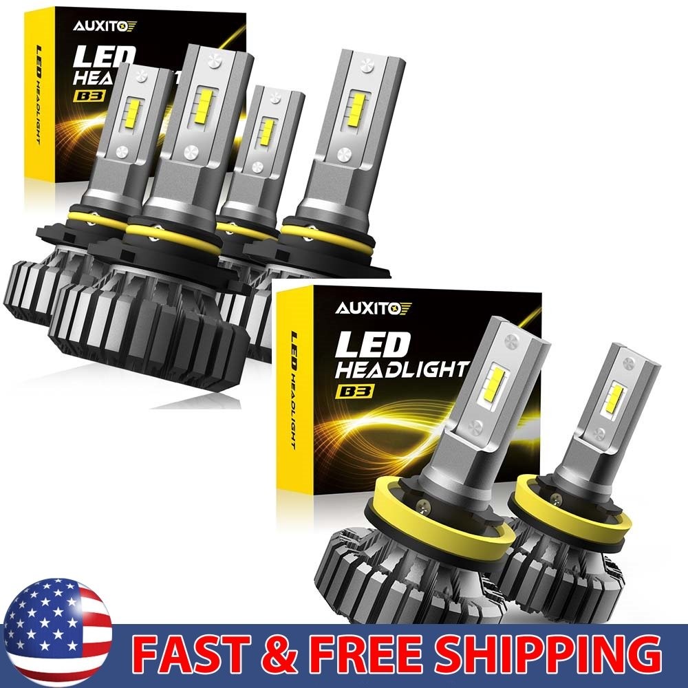 AUXITO 6X 9005 9006 H11 Combo LED Headlight Bulbs Kit High Low Beam Lamp White