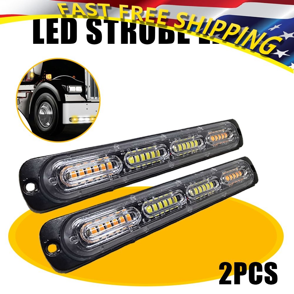 Amber/White Warning Hazard Beacon Lamp Strobe Light Bar For CHEVROLET SILVERADO