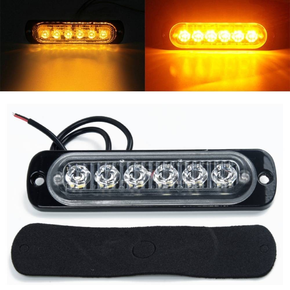 1PC DC 12-24V 18W Yellow 6 LED Bar Car Truck Van Strobe Flash-Light Lamp