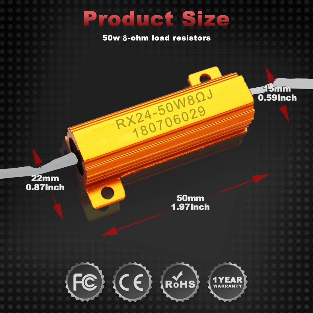 3157 50W Resistor for LED Turn Signal Light Blinker Hyper Flashing Error Code US