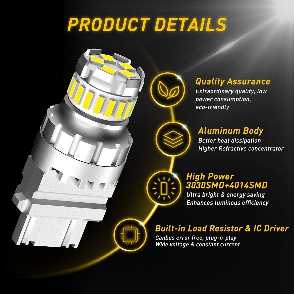2400LM AUXITO 3156 3157 LED Reverse Backup Light Bulbs White Super Bright 6500K