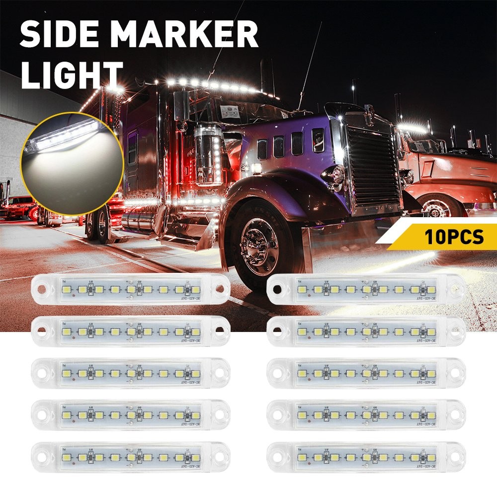 10Pcs 12V Marker Lights LED Car Truck Trailer Clearance Side Light White Lamps