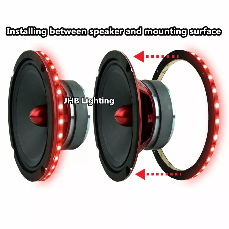 JHB 4PCS 8″ Chasing Flow LED Ring Lights Remote APP Kit for Audio Speaker Subs