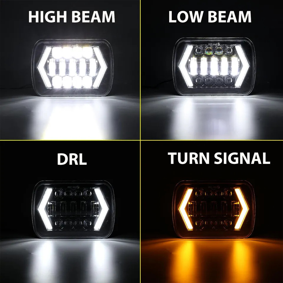 Fit Chevrolet Astro Express Cargo Van 2PCS 5X7″ 7×6 LED Headlights High/Low DRL