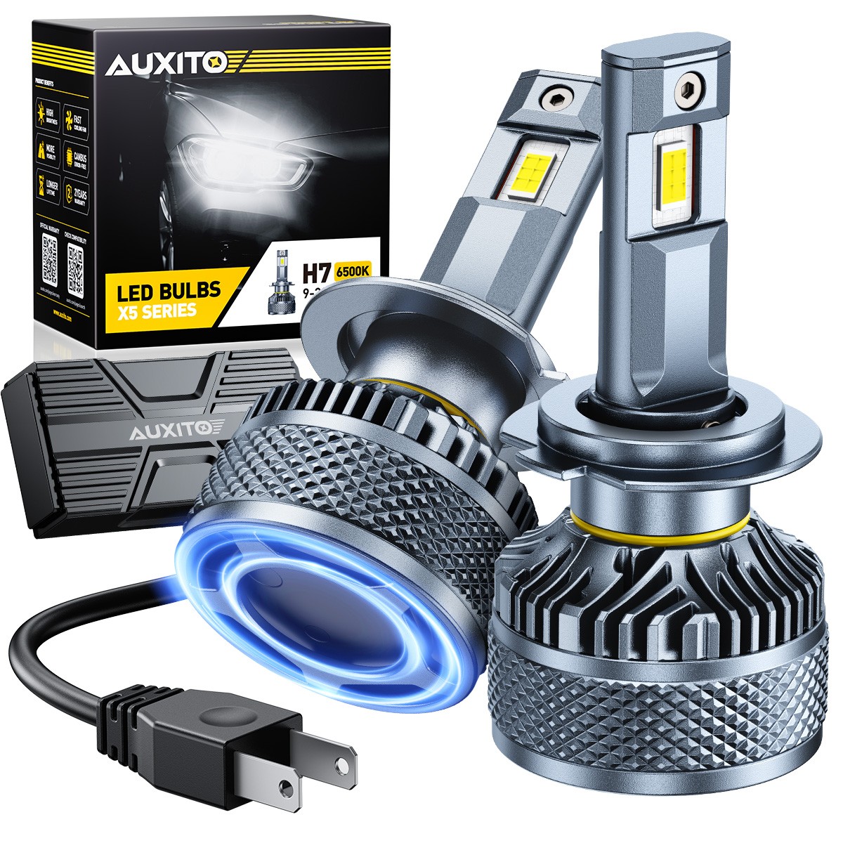 2-20X H7 Headlight LED Bulb Conversion Super Bright White 6500K AUXITO X5-Series
