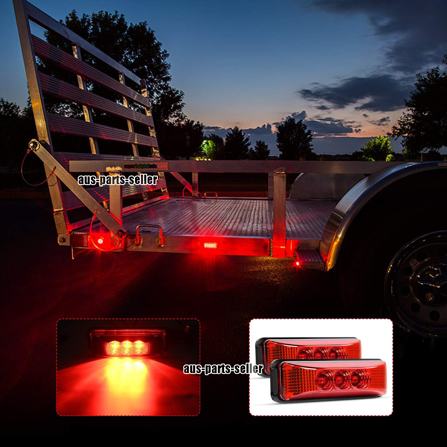 4PC 12/24V LED Side Marker Lights RV Truck Trailer Clearance Light Waterproof US