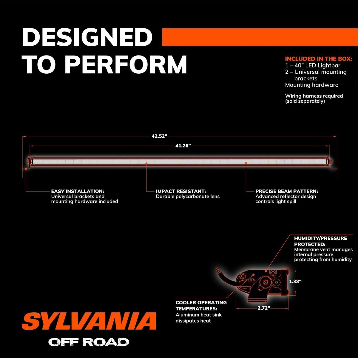 SYLVANIA – Slim 40 Inch LED Light Bar – Lifetime Limited Warranty – Combo Light