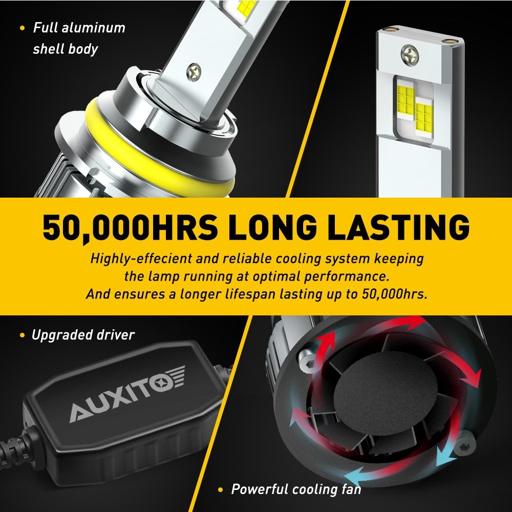 AUXITO 9007 LED Headlight Super Bright Bulbs Kit HIGH/LOW Beam 6500K White Y19
