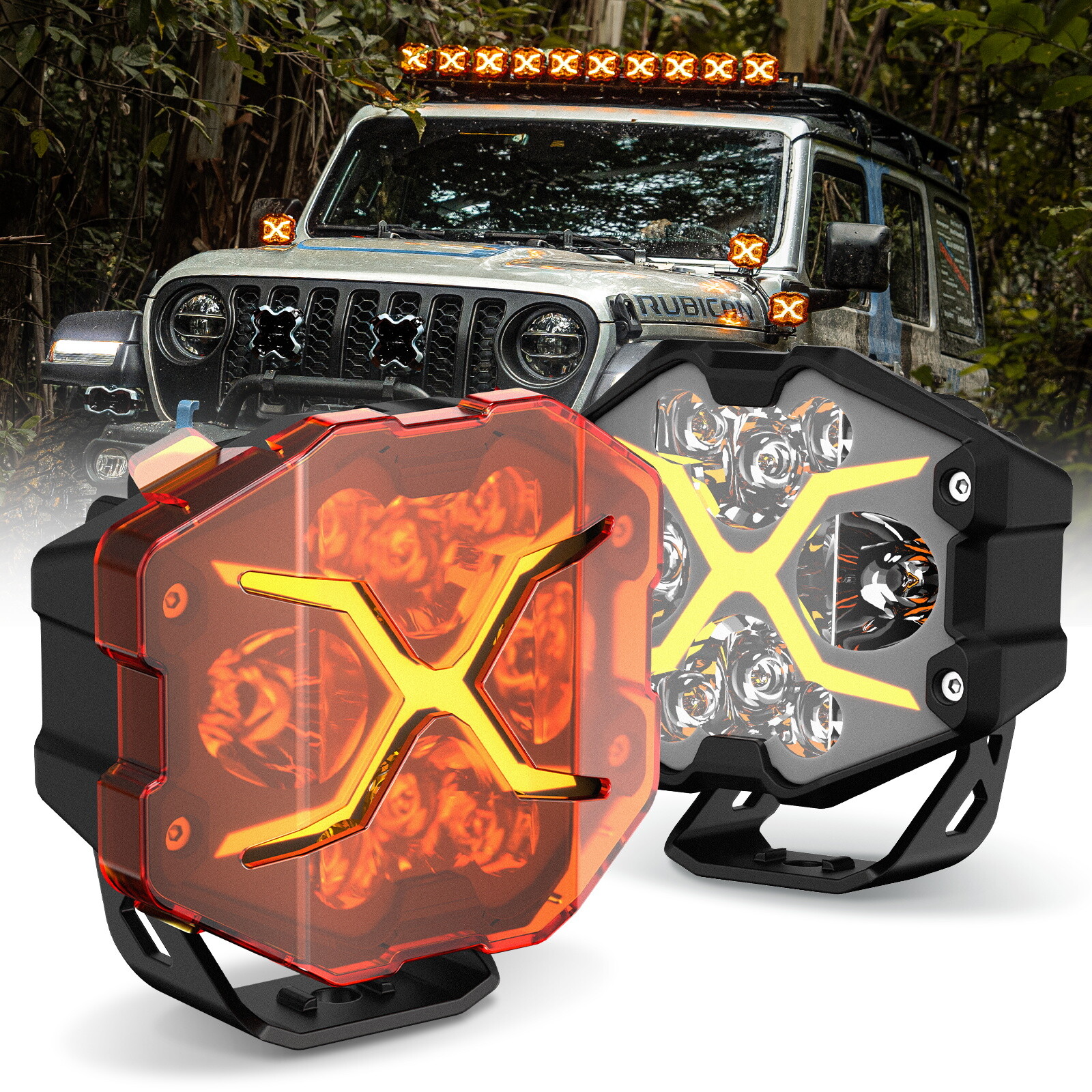 NOVSIGHT 4in. LED Off Road Driving Lights Bright Lamp with Special X-Line Design
