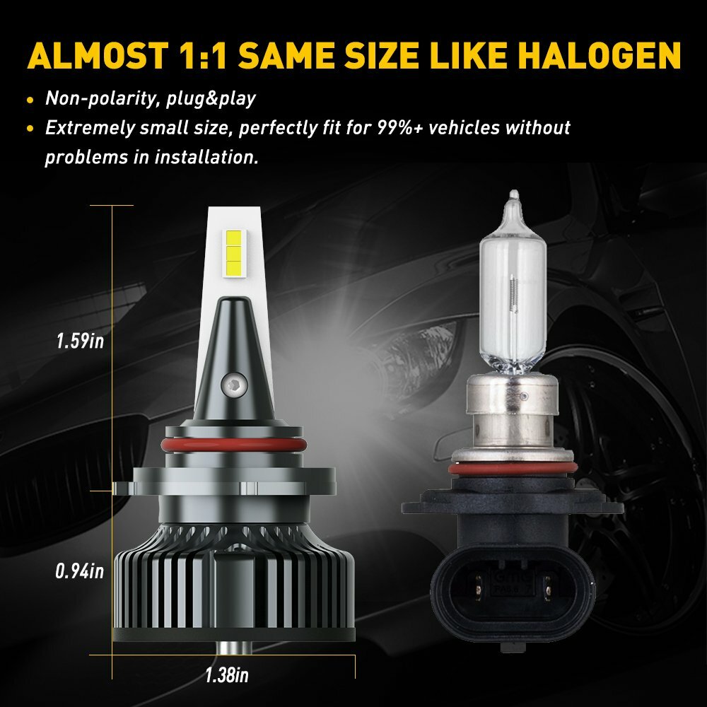 16000LM Super Bright 9012 LED Headlight Bulbs Conversion Kit hir2 High Low Beam
