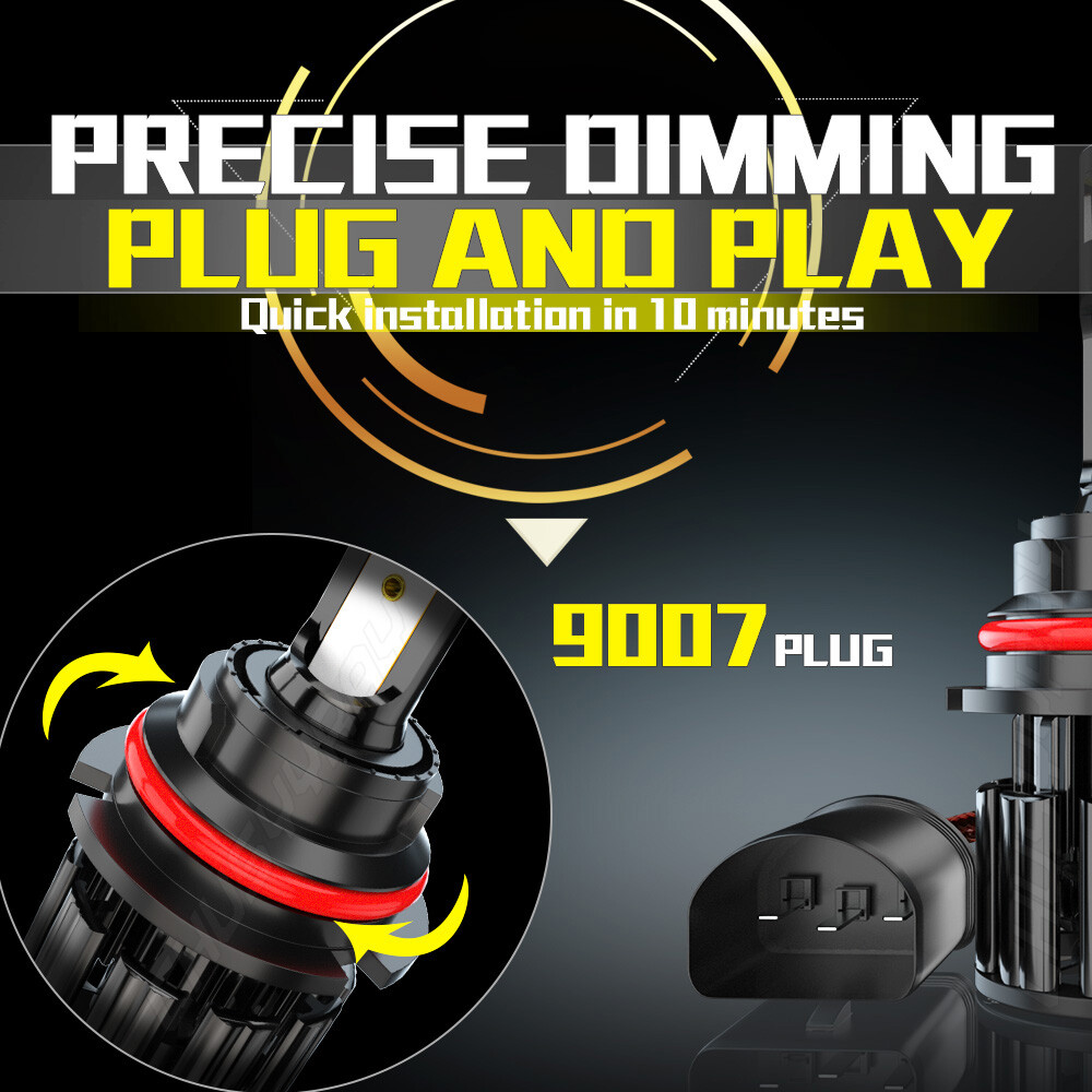 Pair 9007/9004 LED Headlight Bulbs for Dodge Ram 1500 2500 3500 2002-2005