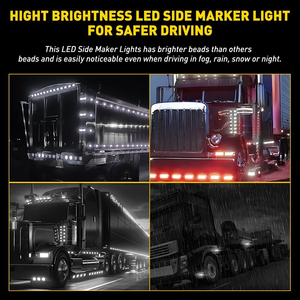 20X 12V White 3/4″ Marker Lights LED Round Side Bullet Lamp for Truck Trailer RV