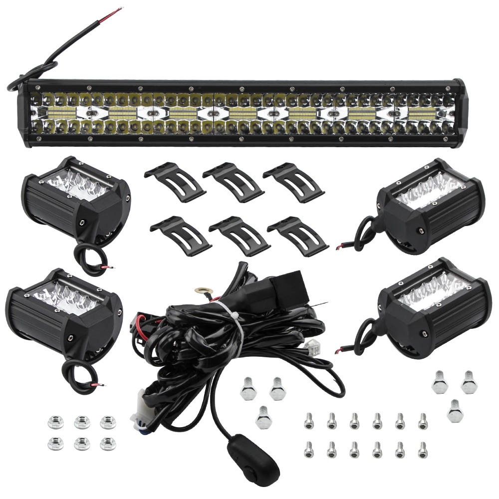 Front Left Right 20“ LED Light Bar + 4“ Combo Beam for Pickup Cab ATV SUV Boat