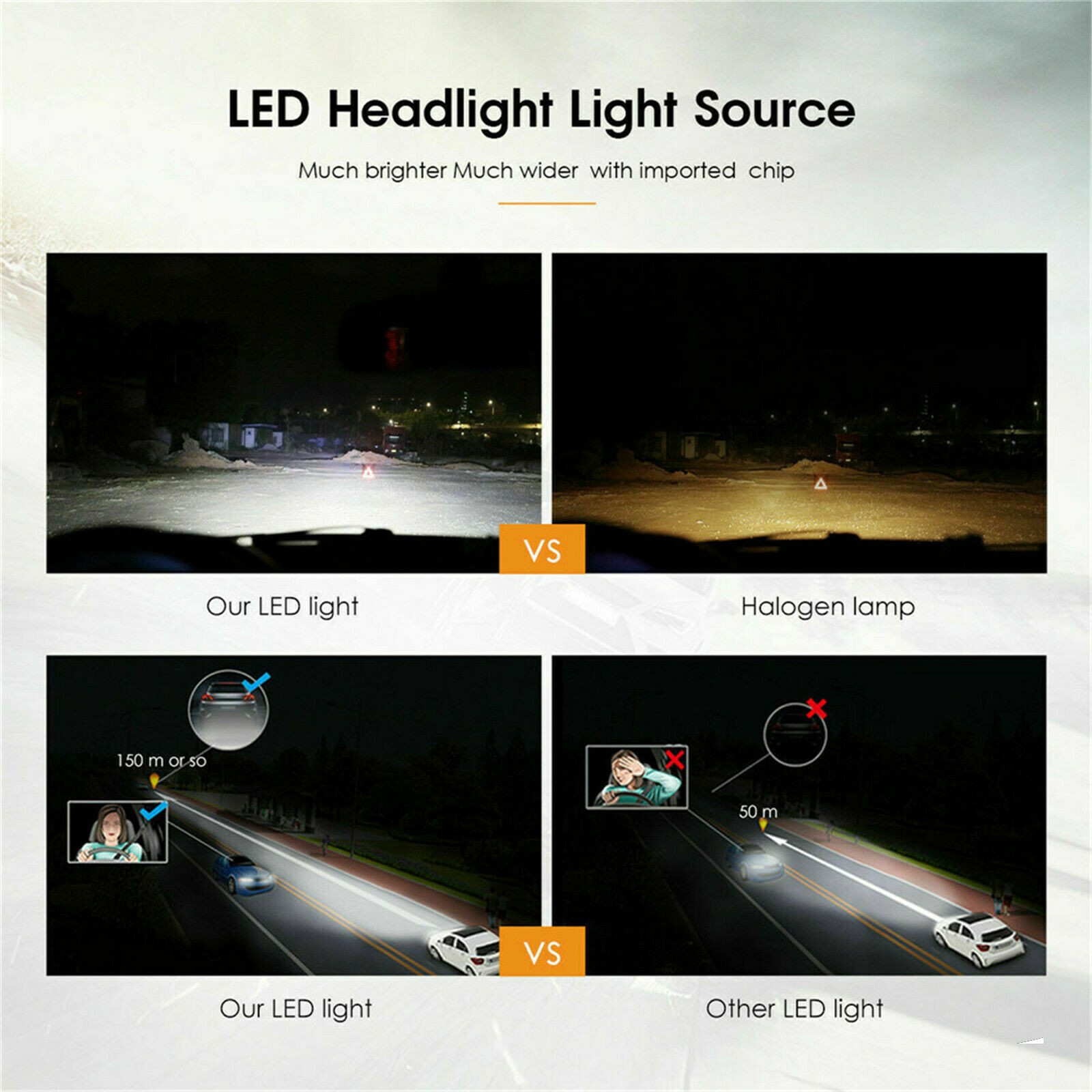 H11 9005 LED Headlight KIT Combo Bulbs 10000K High&Low Beam Super Bright White A