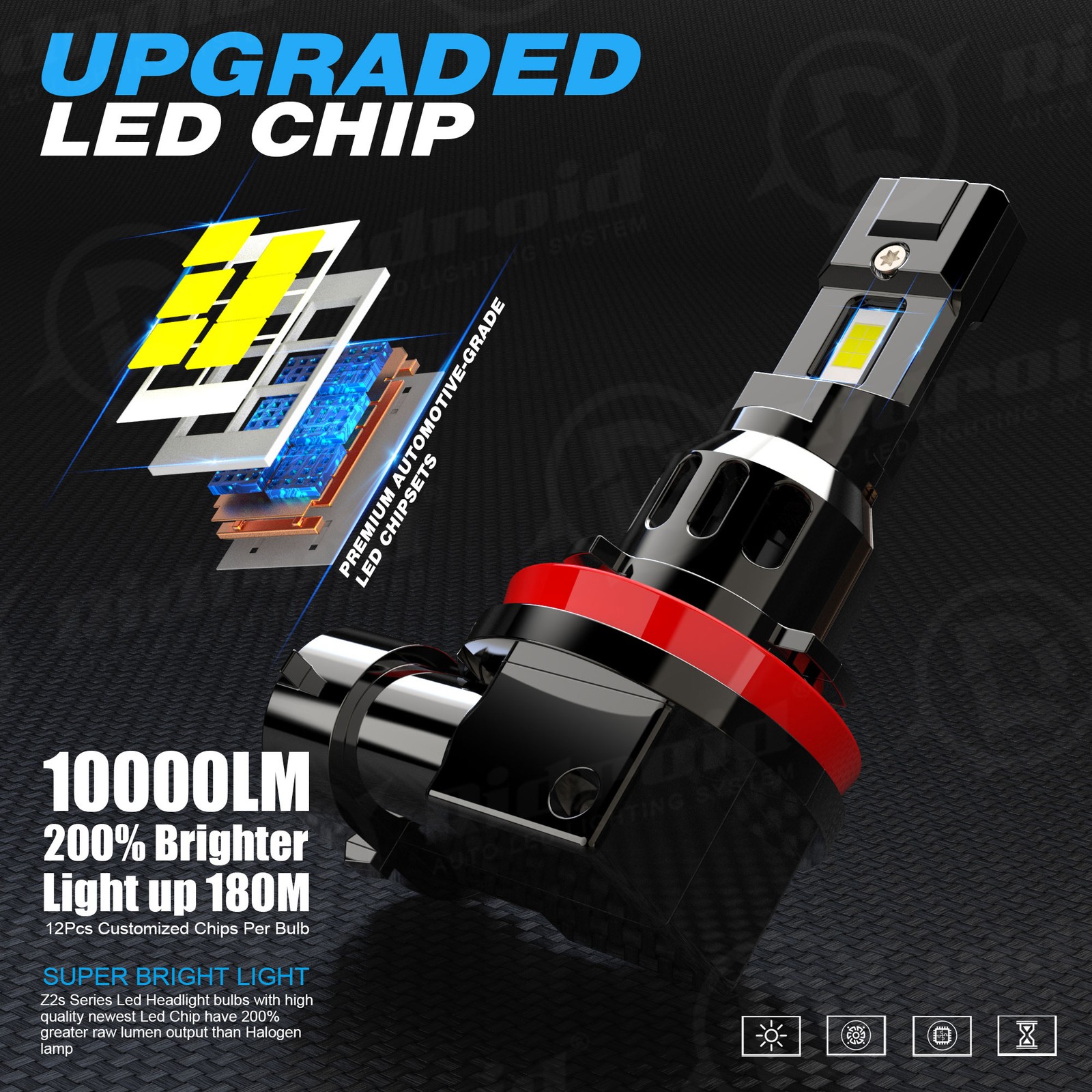 H11 9005 LED Headlight KIT Combo Bulbs 6500K High&Low Beam Super Bright White