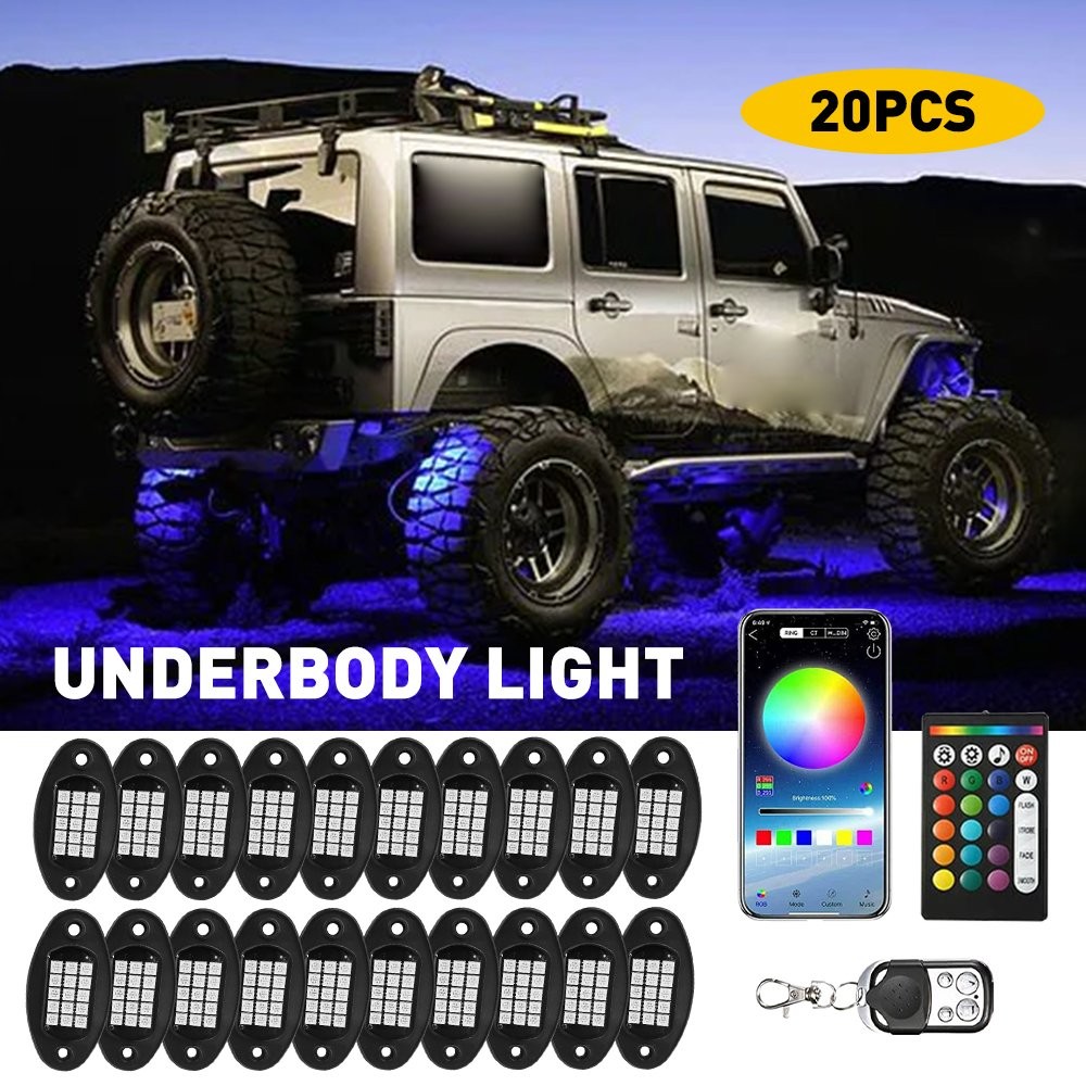20x LED RGB Rock Light OffRoad License Plate Under Body courtesy Truck Bed Pods