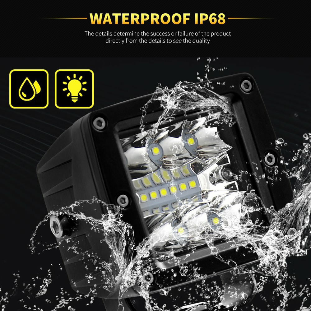2Pcs 3″Inch LED Work Light Cube Pods Spot Flood OffRoad Lights Truck Driving FOG