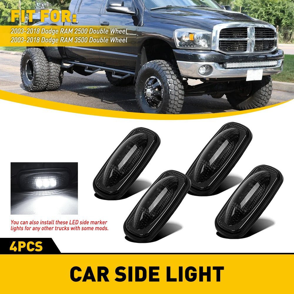 Universal 4X White LED Front Rear Side Marker Light Super Bright Replacement 12V